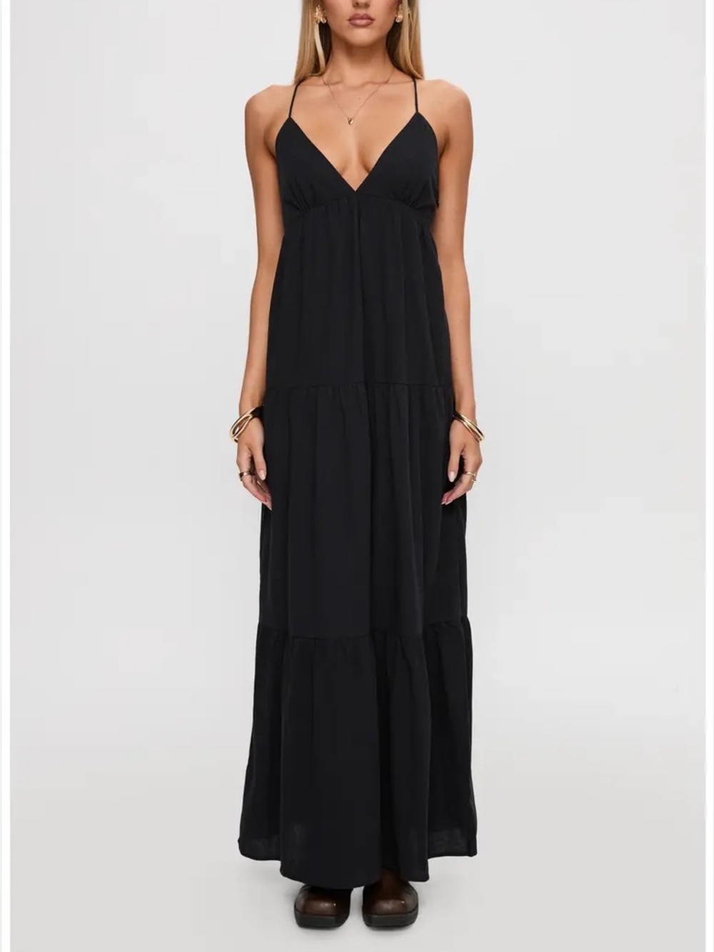 Princess Polly Chelsea Maxi Dress Black Sleeveless Vacation Resortwear Cotton